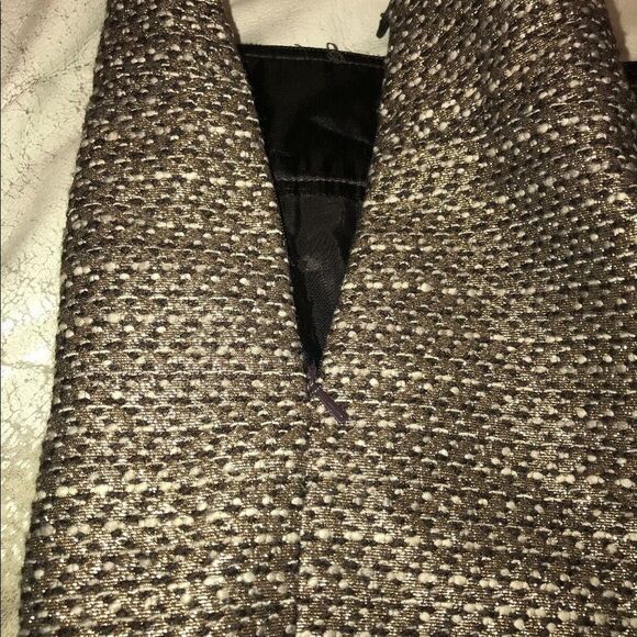 ETCETERA GOLD BRONZE METALLIC PENCIL SKIRT WOOL BLEND EXPOSED ZIPPERS SIZE 4 - Picture 6 of 12